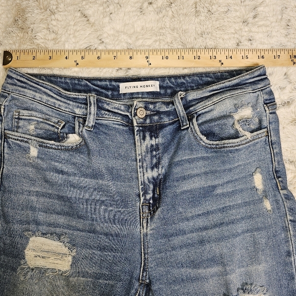 Flying Monkey Distressed Ripped Ankle Jeans Medium Wash 32 - Picture 13 of 13